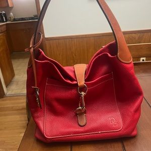 Dooney & Bourke Large Red over the shoulder Purse with Gold Hardware
